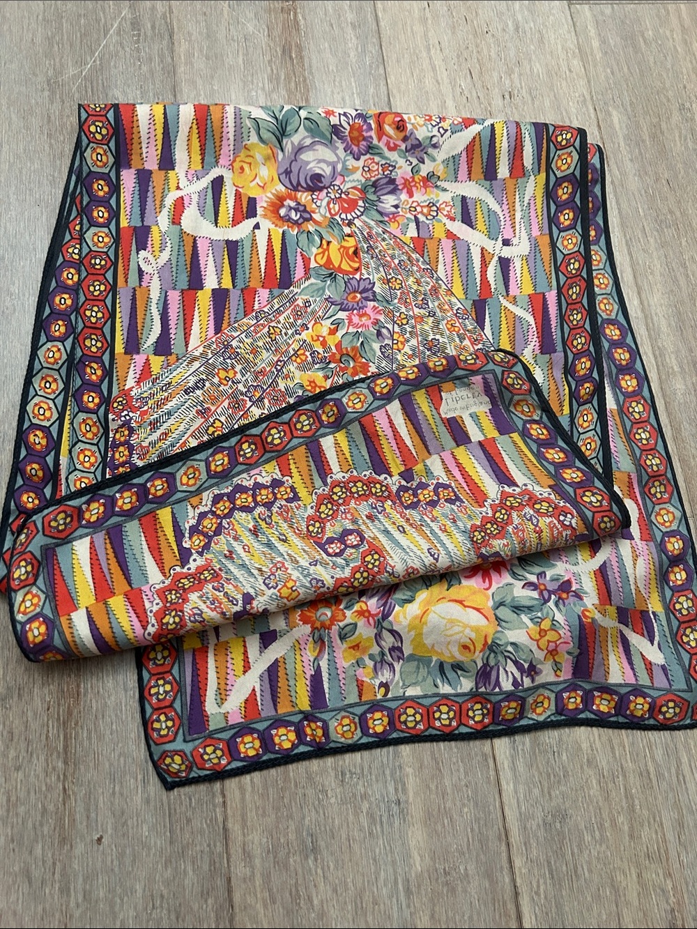 VTG Silk Liberty of London Made In England Vibrant Floral Fan Print Long Scarf - Picture 15 of 16